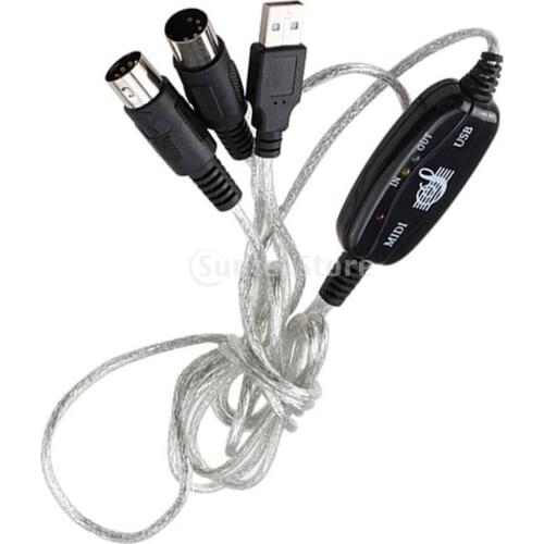 MIDI to USB Interface Cable Cord Converter PC to Music Keyboard Adapter