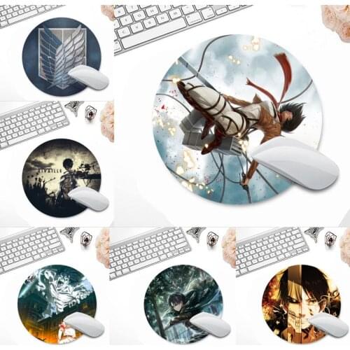 Anime Attack on Titan Keyboards Mat Rubber Gaming mousepad Desk Mat Round Non-slip Cushion