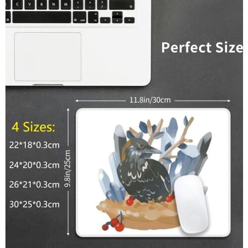 Crow On Crystal Cherry Pie Mouse Pad DIY Print Cushion Witch Crow Raven Cherry Pie Crystal Familiar Animal Bird