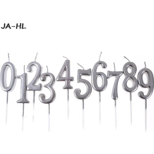 Hot! 1pc Silver Number Candle for Cake Topper Birthday Party Anniversary Cake Numbers Candle Baby Shower Decorations Age