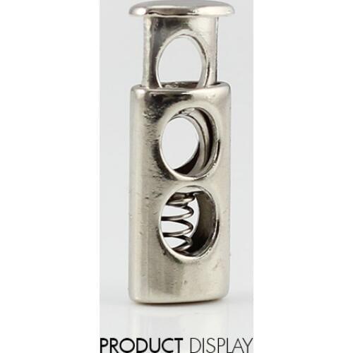 100 Metal Silver Stopper Toggle Buckle Rope Clamp Cord Locks Drawstring Stops Button with 2 holes Sewing Accessories/NK194