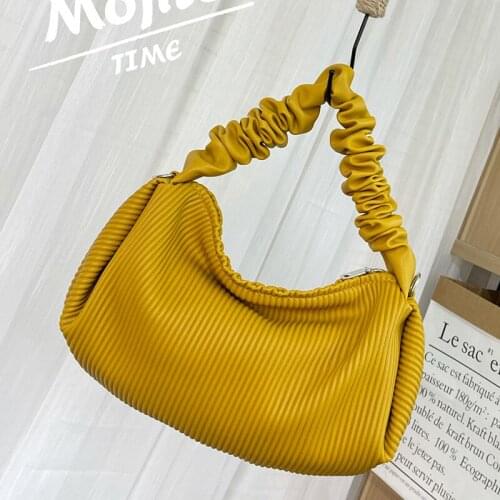 Fashion Simply PU Leather Shoulder Bag for Women 2021 Solid Color Crossbody Bag Lady Drape Chic Medium Handbag Cloud Purse