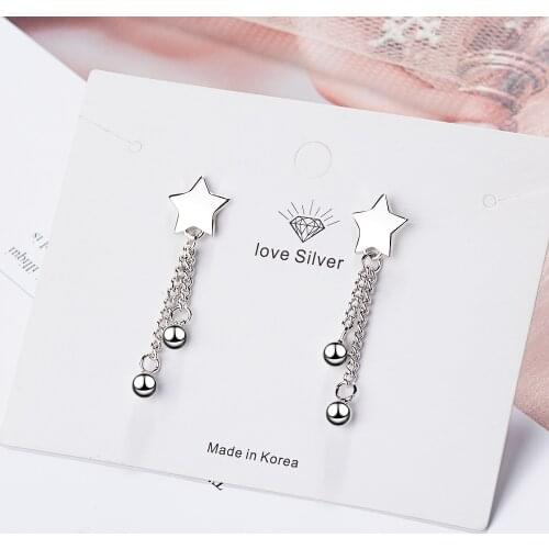 925 Sterling Silver Fashion Star Pendant With Ear Chain Dangle Earrings For Girl Party Jewelry Gift Dropshipping S-E819