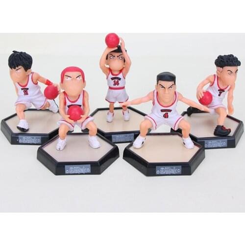 5pcs/set Slam Dunk Figure Set For Car Ornaments Anime SLAM DUNK Hanamichi Sakuragi Rukawa Mitsui PVC Action Figures Model Toys