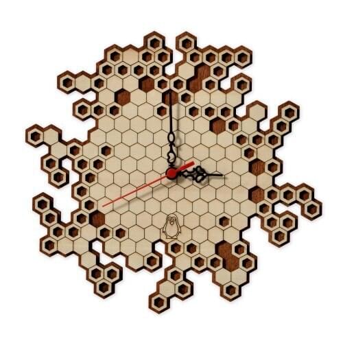 Original Design Wall Clock Gift for Wood Lovers Living Room Kitchen Decoration Honeycomb Decoration Home Deco Cafe Decor