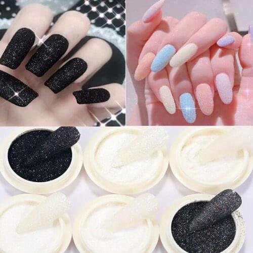 2021 New Shimmer Nail Art Sandy Pigment Powder White Black Holographic Iridescent Glitter Dust Ultra-Fine Nail Glitter Powder