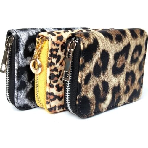 New Fashion Leopard Women Short Wallet With Coin Purse For Girls Small Clutch Bag For Woman PU Leather Ladies Credit Card Holder