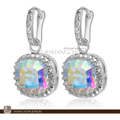 New! Stunning Fashion Jewelry Rainbow Crystal 925 Sterling Silver Earrings E0150