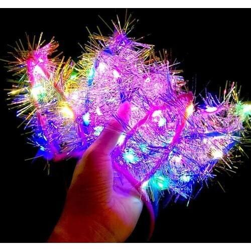 New year party christmas gift factory 10 lamp golden ear stall hot sale flashing colorful ear headband toy factory wholesale