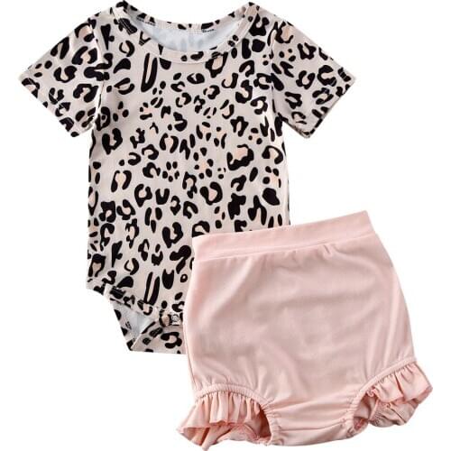 Toddler Girl Clothes 2020 Newborn Kids Baby Girl Leopard Tops Bodysuit Shorts Pants Outfit Clothes 2PCS Set