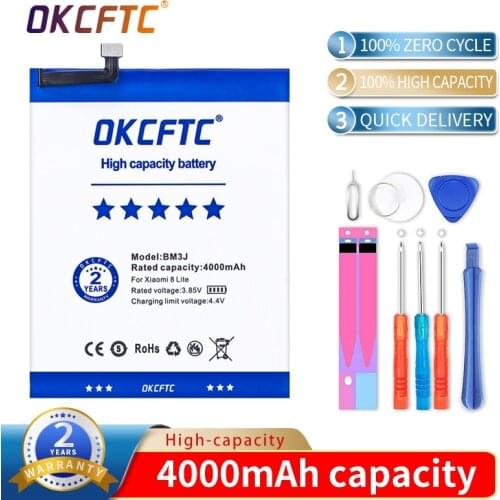 Original Phone Battery BM3J For Xiaomi 8 Lite MI8 Lite High Capacity Polymer Replacement Battery 4000mAh With Free Tools