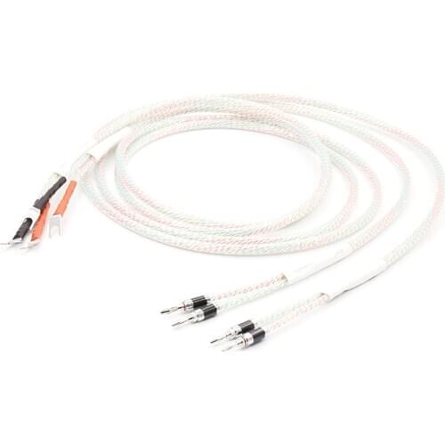Pair Valhalla Series Hifi speaker cable banana to spade Plug Speaker Audio Cable