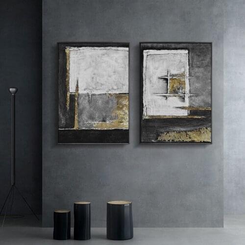 Modern Abstract Geometric Poster Black And White Gold Wall Art Pictures Posters And Prints Canvas Painting Nordic Home Decor