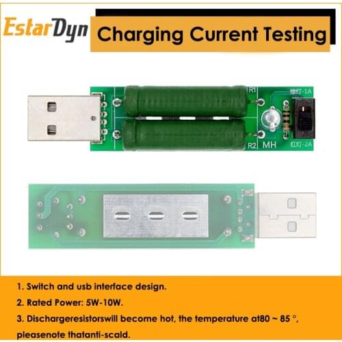 USB Mini Discharge Load Interface Resistor 2A/1A With Switch 1A Green LED 2A Red LED Module Testing Aging Resistor