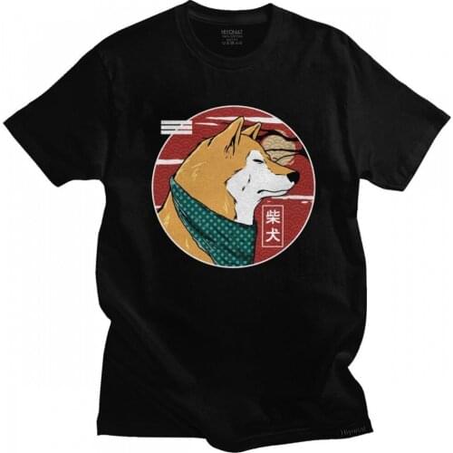 Vintage Shiba Inu T Shirt Men Soft Cotton Casual Graphic T-shirt Short Sleeved Japanese Dog Lover Tee Top Fitted Clothing Merch