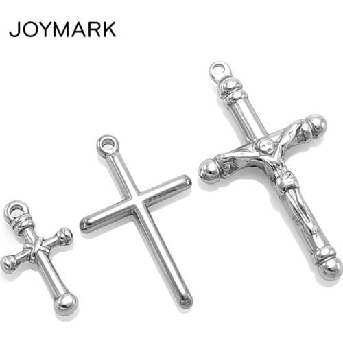 3 Designs Stainless Steel Cross Charm Pendants Jesus Cross Pendant Punk Charms DIY Jewelry Components Wholesale BXGA064