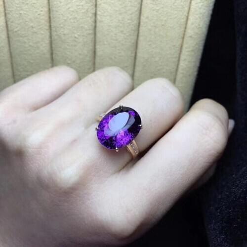 Natural Amethyst Ring For Women S925 Silver Fine Jewelry Party Real Amethyst Gemstones Low Price Certifacate #Q69