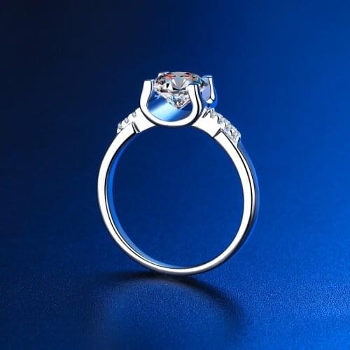 Real Moissanite Engagement Rings 1CT 2CT Sterling Silver Round Brilliant Diamond Solitaire Wedding Band Ring Bridal Jewelry