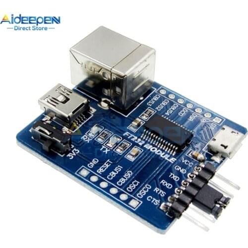 1Pcs FT232RL 3 in 1 USB to Serial Port Module B Type/Mini/Micro Three Interface to UART Support WIN7 WIN8 Win XP 32-bit/64-bit