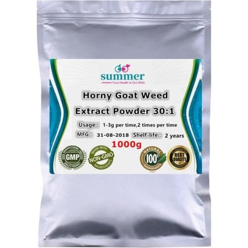 1000g Pure Horny Goat Weed Extract Powder 30:1,Epimedium Icariin 60% Icariins Powder for the effect of provocation