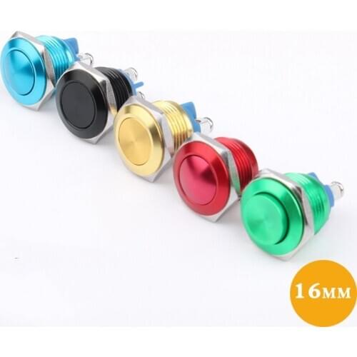 16mm Color Oxidation Metal Push Button Switch Self-reset/Momentary Red Black Blue Gold Green Doorbell/Car Modification/Computer