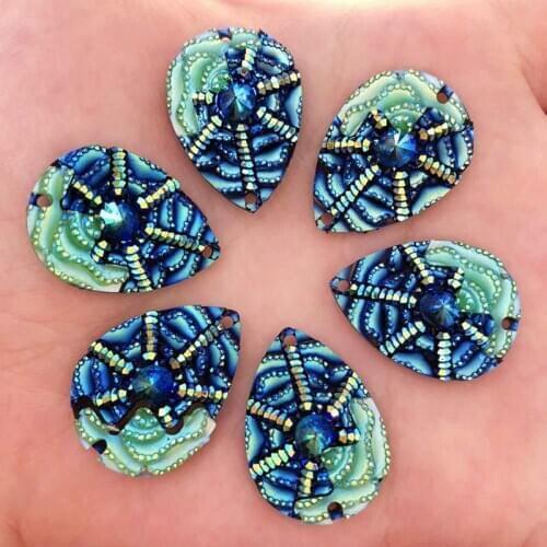 20pcs AB Resin Bicolor Spider 18*25mm Drop Gem Flatback Rhinestone Appliques DIY Wedding 2 hole Ornament Craft SF255