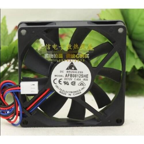 Detla Electronics AFB0812SHE R00 DC 12V 0.40A 80x80x15mm 3-Wire Server Cooling Fan