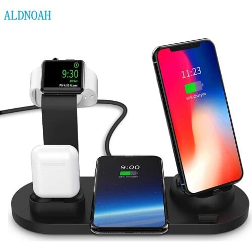 3 in 1 Qi Wireless Charging Induction Charger Stand for iPhone 12 11 X MAX for Airpods for Apple Watch Docking Dock Station 4in1