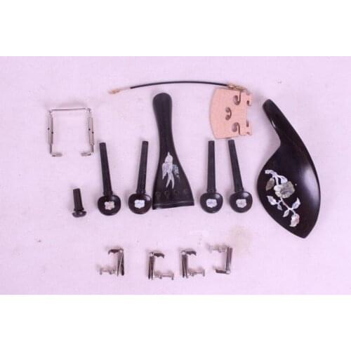 4/4 violin parts ebony,tuner peg chinrest tailpiece tail gut endpin bridge