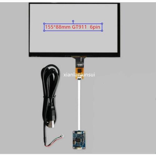 6.2 inch 155*88mm GT911 6pin capacitive touch screen usb control card Windows 7 8 10 free drive