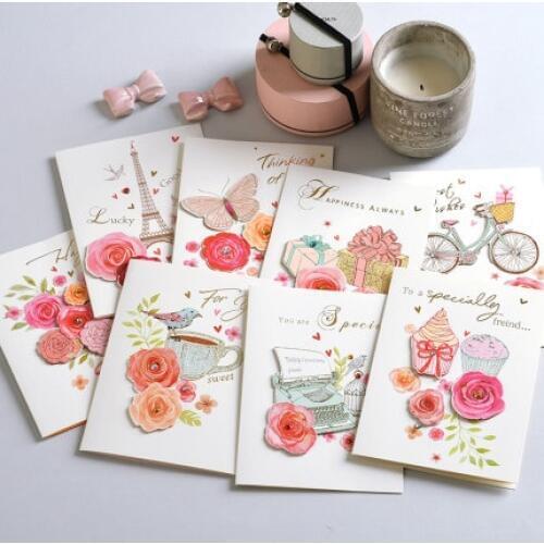 Vintage Flower Greeting Card Multi-purpose Layering Flower Paper Handmade Card