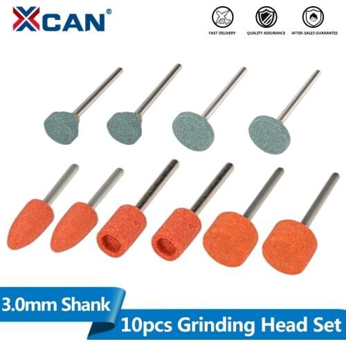 XCAN Abrasive Mounted Stone 10pcs 3mm Shank Grinding Head Stone Wheel For Dremel Rotary Tools Accessories