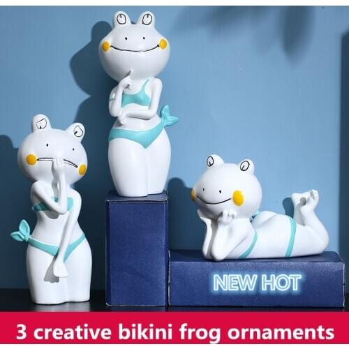 European Resin Crafts Cartoon Ornaments Home Accessories Creative New Bikini Frog Ornaments