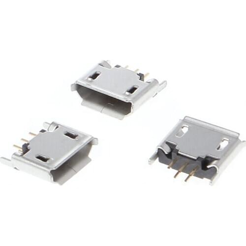 10 Pcs Micro USB Type B Female Socket 180 Degree 5-Pin SMD SMT Soldering Jack