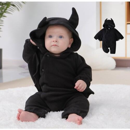 Toddler Boys Rompers Hooded Cut Cartoon Jumpsuit Autumn Long Sleeve Rompers Halloween Festive Costume Photography Props