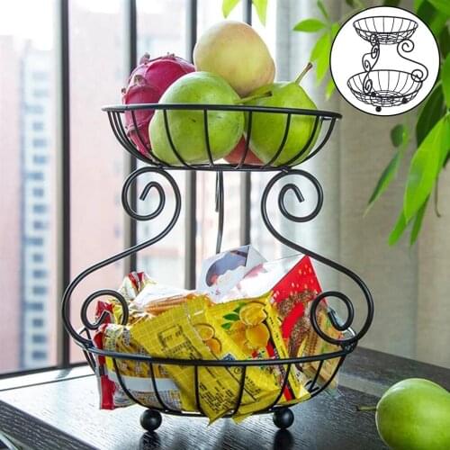 Wrought Iron Counters Fruit Storage Basket Bowl Rack Stand Holder for Snacks Modern Kitchen Restaurant Dining Room Living Room