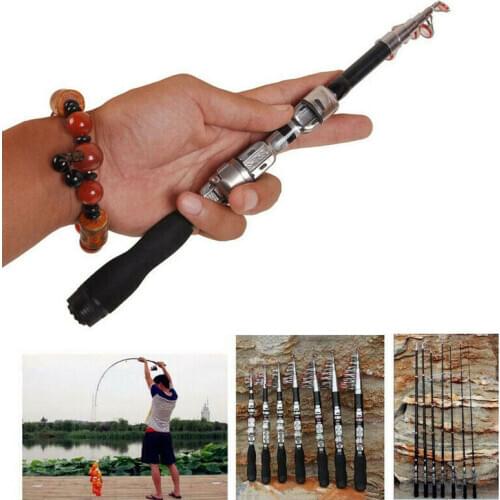 Mini Travel Carbon Fiber Telescopic Pocket Fishing Rod Travel Spinning Pole Fishing Rod