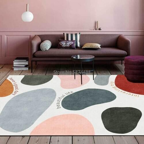 Fashion Modern Big Red Morandi Color Abstract Big Stone Living Room Bedroom Bedside Carpet Floor Mats Custom