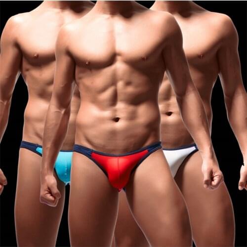 Mens Briefs Low Waist Tight Sexy Slip Male Brand Patchwork Comfortable Underwear