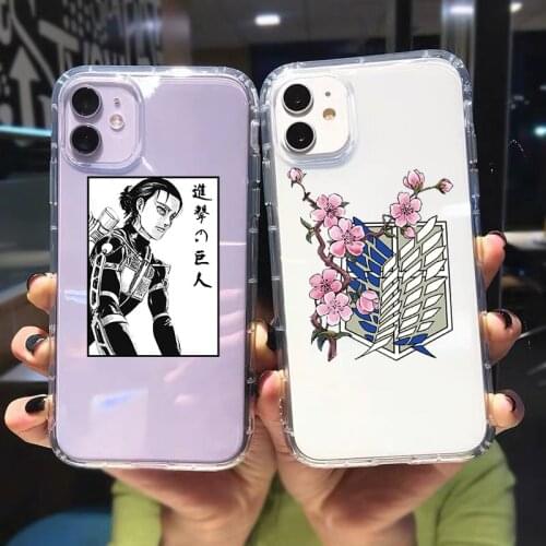 Soft Shockproof Phone Case for Iphone 8 7 6 6S Plus X 12 Mini 11 Pro XS MAX SE2020 XR Anime Japanese Attack on Titan Case Coque