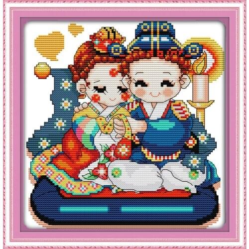 Korean wedding (5) cross stitch kit 14ct 11ct count print canvas stitches embroidery DIY handmade needlework plus