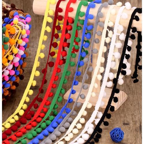 2/5/10 Yards Pom Pom Trim Ball 12 mm MINI Pearl Pompom Fringe Ribbon Sewing Lace Kintted Fabric Handmade DIY Craft Accessories