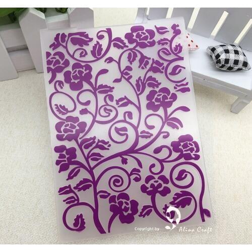PLASTIC EMBOSSING FOLDER flower vine background DIY scrapbooking album card made gift packing decoration paper craft
