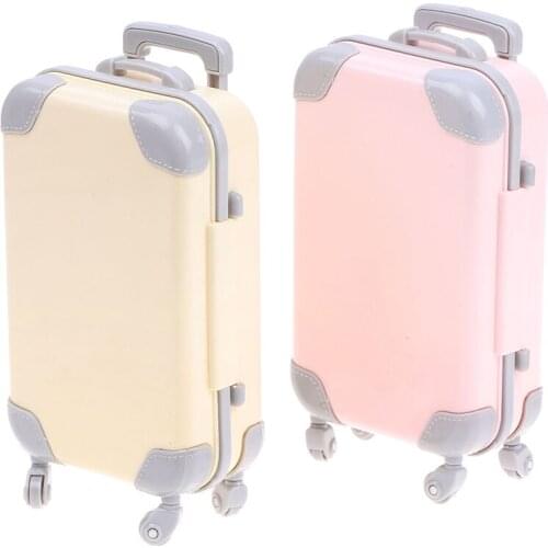 Mini Plastic Suitcase Luggage Doll Accessories Furniture Kids Toys Play House 3D Travel Train Suitcas For Baby Doll Gift