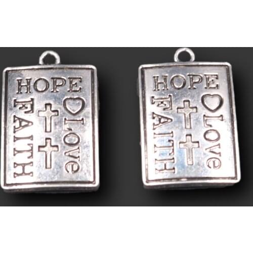 6pcs Silver Plated Christian Church Cross*Hope*Love*Faith*Metal Tag Pendant DIY Charm Bracelet Jewelry Crafts Making A1345