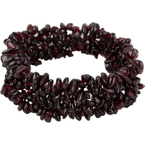 YACQ Garnet Stretch Cuff 5 Layer Braided Chunky Chakra Bracelet Handmade Wedding Jewelry gifts for Women Girls Mom
