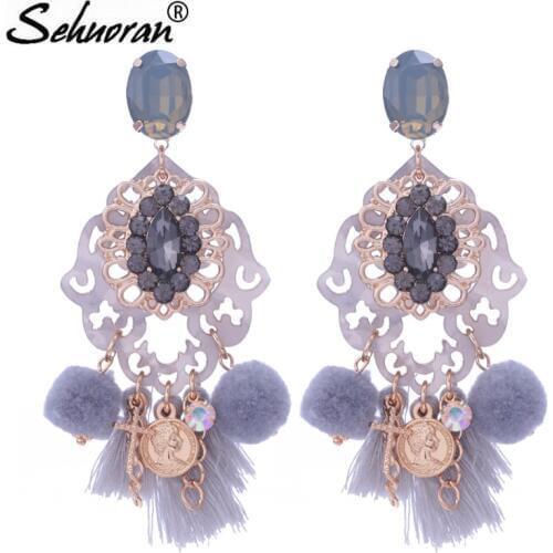 Sehuoran Tassel Earrings Style Summer Bohemia Tassel Earrings For Women Girls Multicolor Zinc Alloy Earrings Wedding Decoration