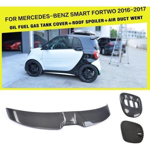 Carbon Fiber Racing Rear Roof Spoiler Lip Side Air Vent Exterior Oil Gas Cap for Mercedes-benz Smart Fortwo 2Door 2016 - 2017