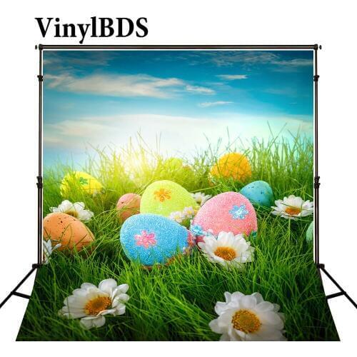 VinylBDS Spring Backdrops Photography Easter Basket Photography Backdrops Eggs Flower Backgrounds for Children Photo Studio