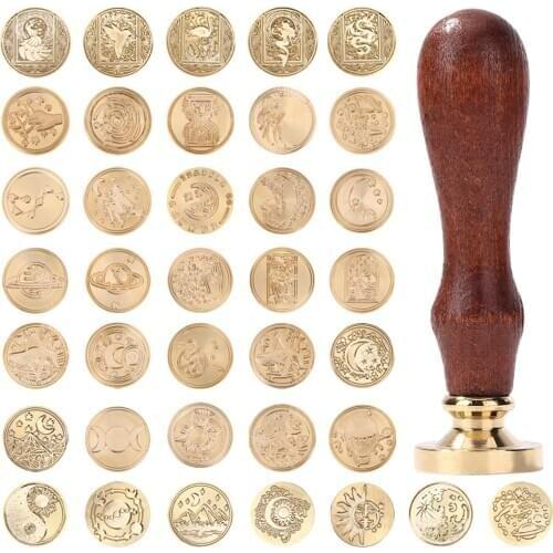 Wax Seal Stamp Head Vintage Round Star Moon Sealing head Wax Copper wax Stamp Head for DIY Scrapbooking Wedding stamp Craft